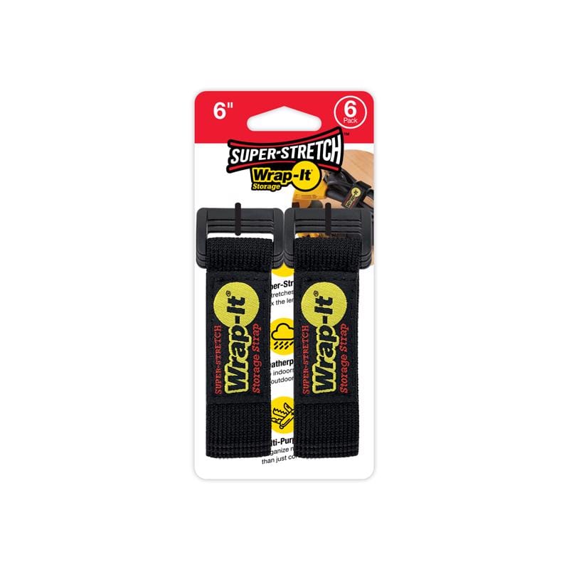 Wrap-It 706-06B Super-Stretch 1 in. W X 6 in. L Black Stretch Storage Straps 10 lb 6 pk
