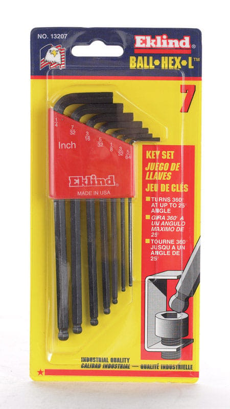 Eklind 13207 Ball-Hex-L 5/64 to 1/4 in. SAE Long Arm Ball End Hex L-Key Set 7 pc