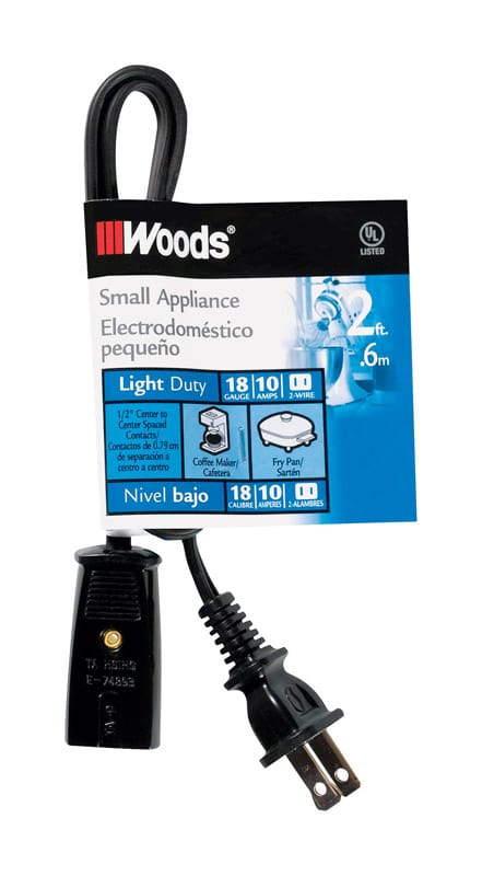 Woods 293 18/2 HPN 125 V 2 ft. L Small Appliance Cord