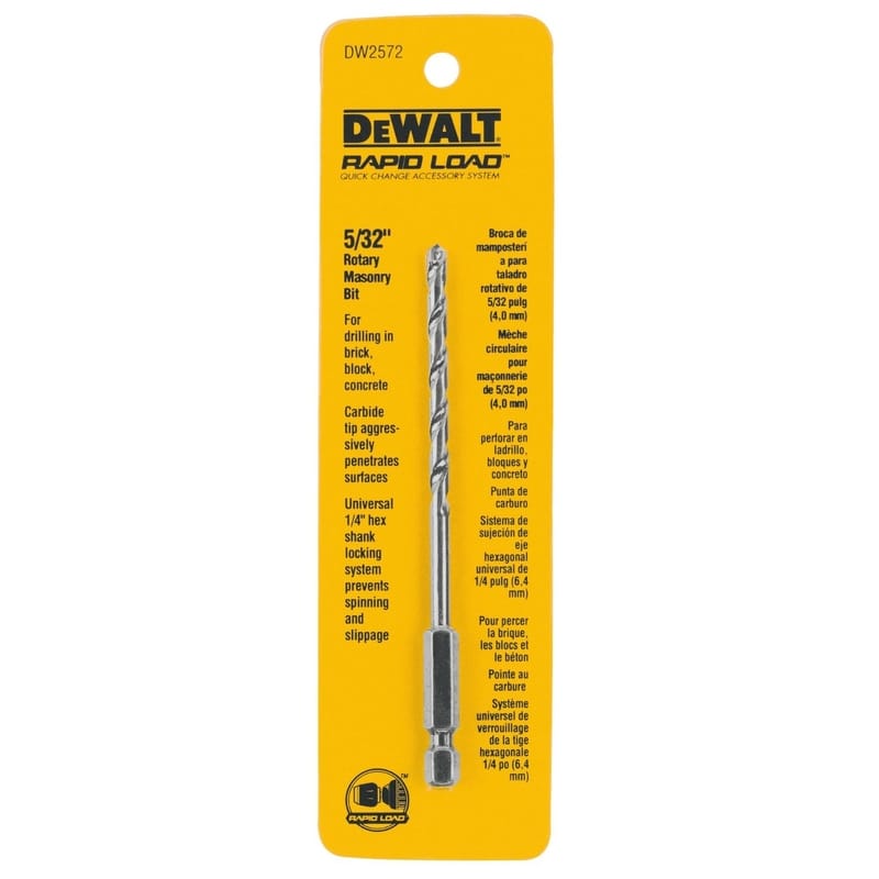 Dewalt DW2572 5/32 in. X 5 in. L Carbide Tipped Drill Bit Hex Shank 1 pc