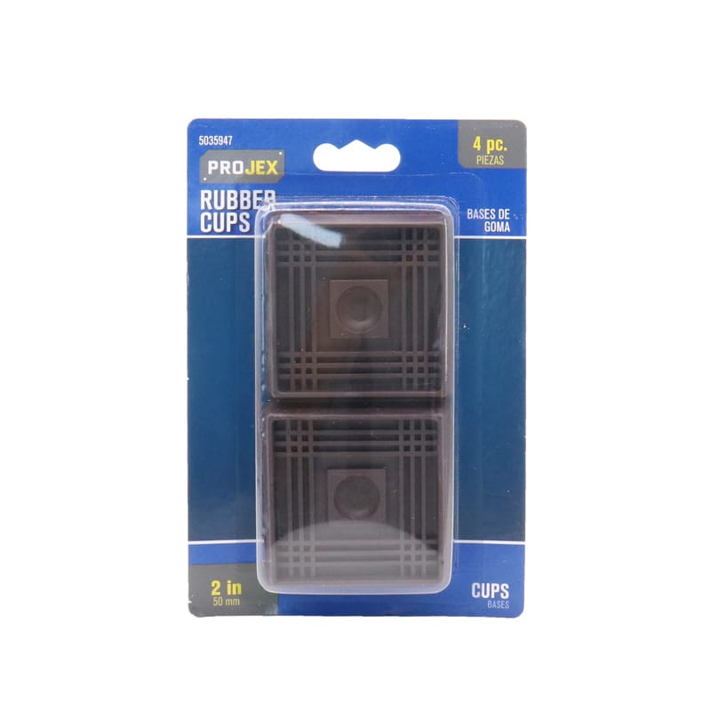 Projex P0015 Rubber Furniture Cups Brown Square 2 in. W X 2 in. L 4 pk