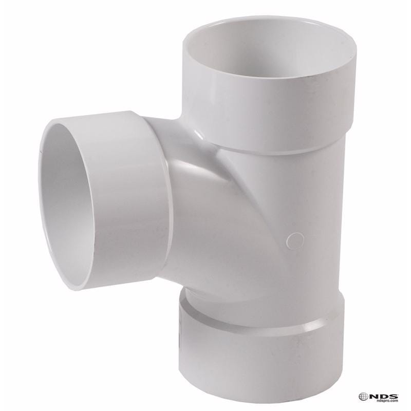 NDS 3P09 Schedule 35 3 in. Hub each X 3 in. D Hub PVC Sanitary Tee 1 pk