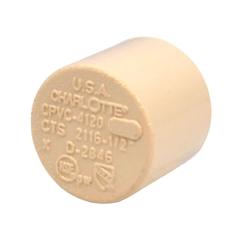 Charlotte Pipe CTS02116C0600 FlowGuard 1/2 in. Slip CPVC Drain Cap 10 pk