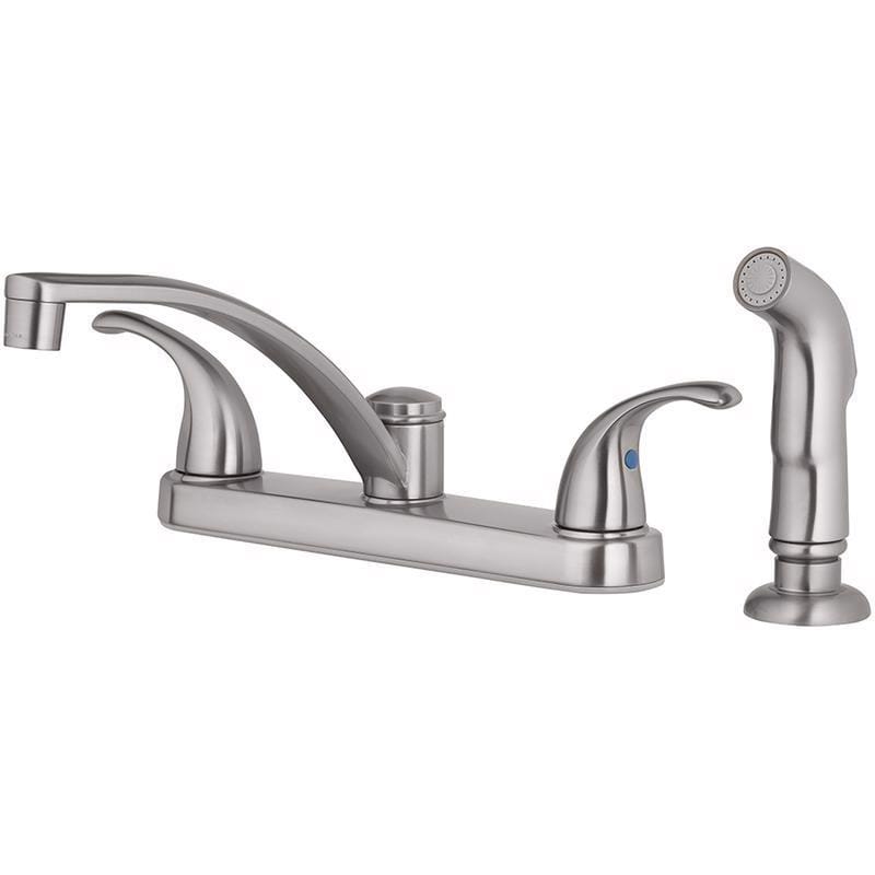 Oakbrook Collection 810NC-F1004 Essentials Two Handle Brushed Nickel Kitchen Faucet Side Sprayer Included