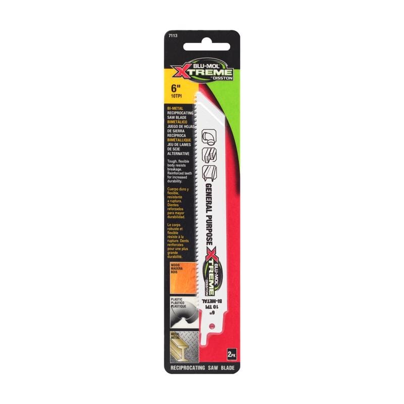 Blu-Mol Xtreme E0217113 6 in. Bi-Metal Reciprocating Saw Blade 10 TPI 1 pk