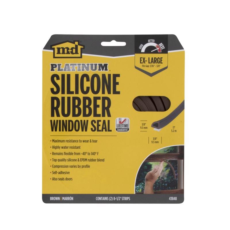 M-D Building Products 43848 PLATINUM Brown EPDM Rubber Foam Weatherstrip For Windows 204 in. L X 0.38 in.