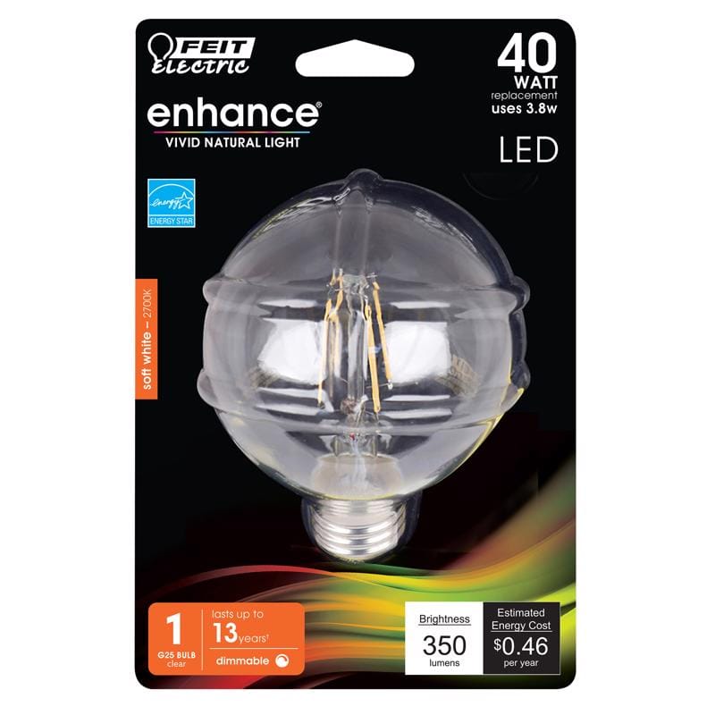 Feit BPG2540927CAFR G25 E26 (Medium) LED Bulb Soft White 40 Watt Equivalence 1 pk