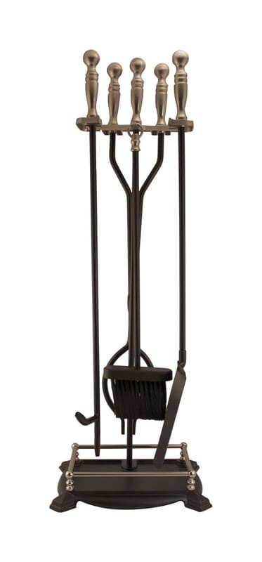 Panacea 15008 Open Hearth Black Matte Steel Fireplace Tool Set