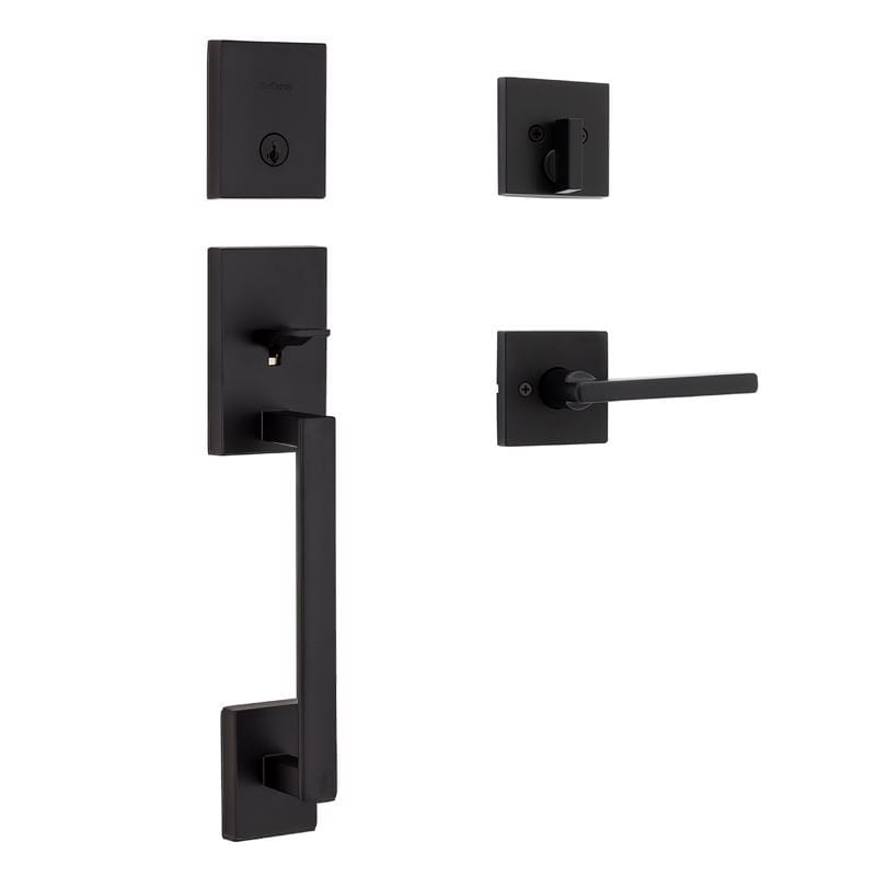 Kwikset 98180-081 San Clemente Matte Black Entry Handleset 1.75 in.