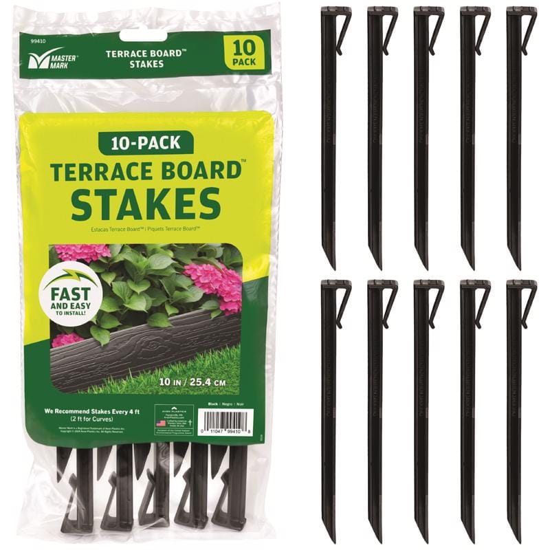 Master Mark 99410 Terrace Board 10 in. H Plastic Black Stake Kit