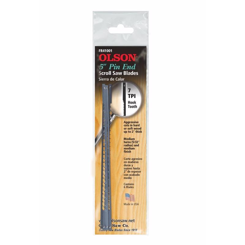 Olson SC41101 5 in. Carbon Steel Scroll Saw Blade 15 TPI 6 pk
