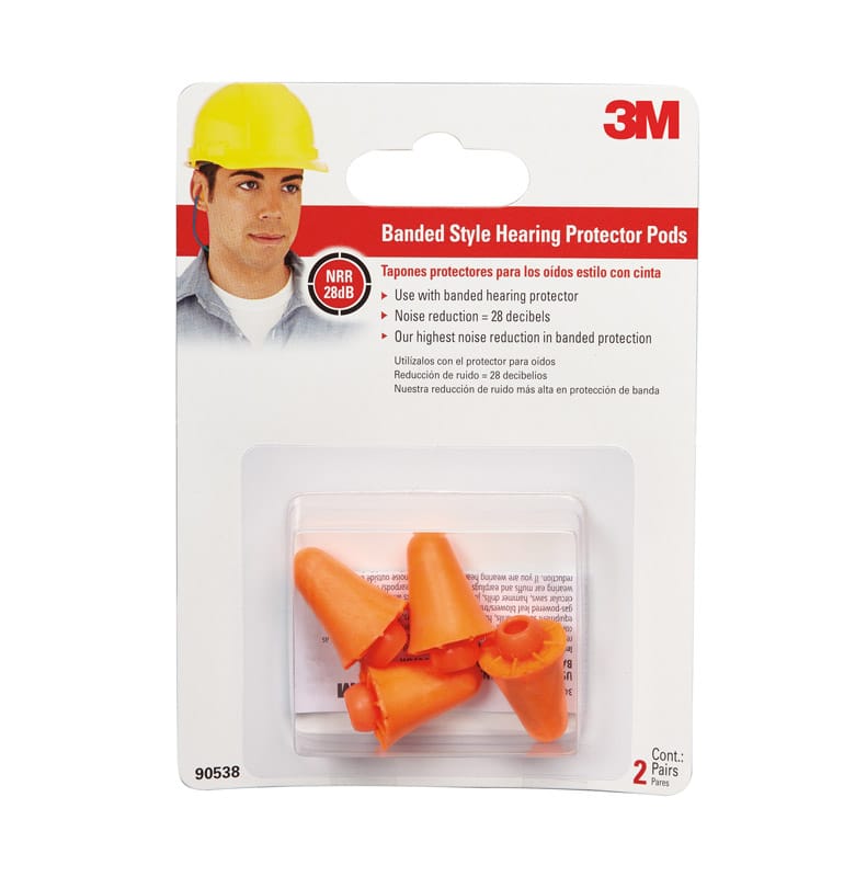 3M 90538-2-10DC 28 dB Polyurethane Foam Band Earplugs Orange 2 pair