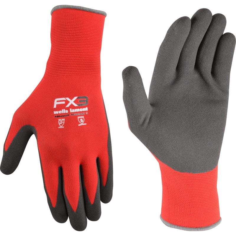 Wells Lamont 448L-600 FX3 Men's Outdoor Work Gloves Gray/Red L 1 pair