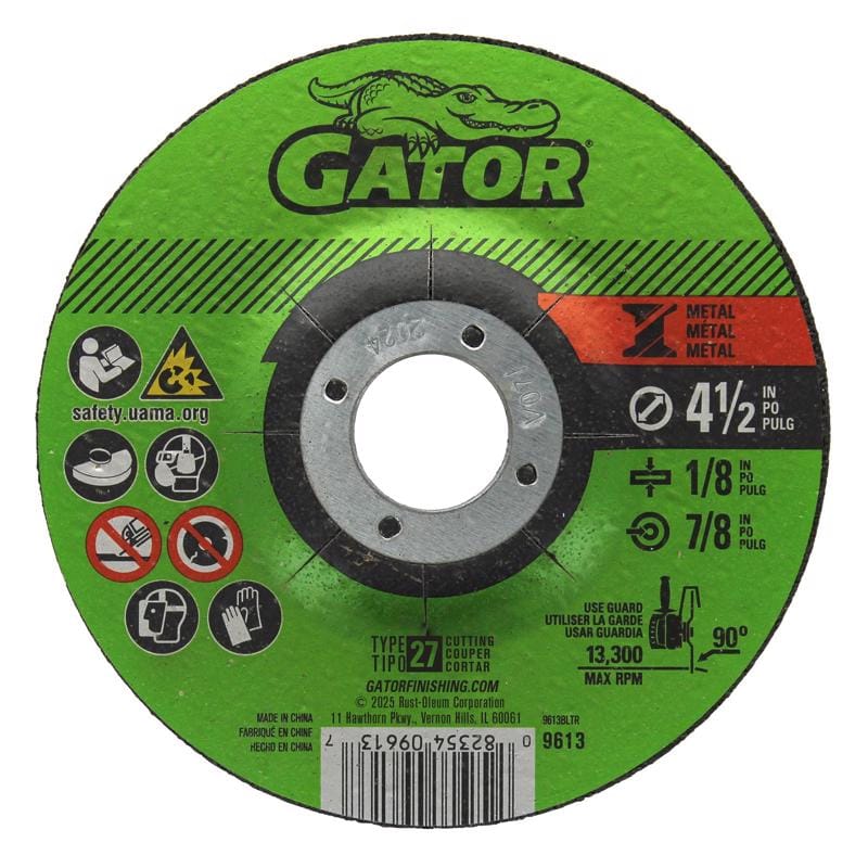 Gator 9613 4-1/2 in. D X 7/8 in. X 1/8 in. thick Metal Grinding Wheel 1 pc