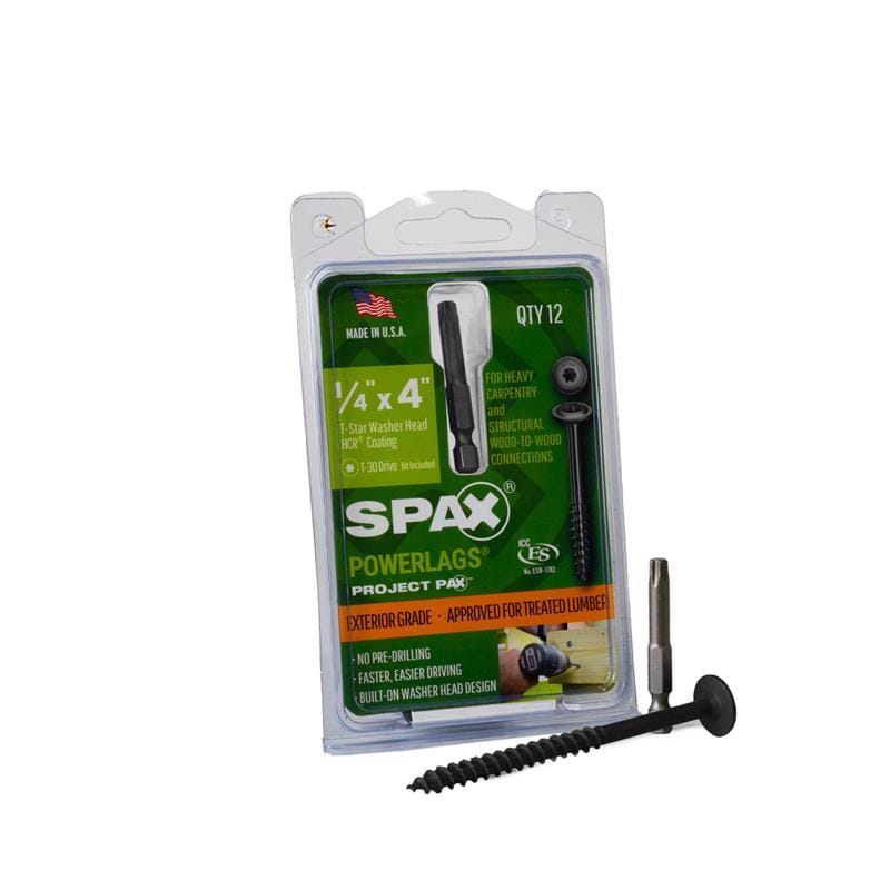 Spax 45818207010043 PowerLag 1/4 in. in. X 4 in. L T-30 Washer Head Serrated Structural Screws