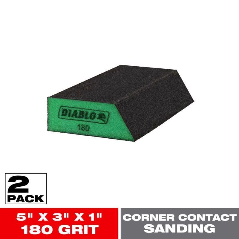 Diablo DFBLANGSFN04G 5 in. L X 3 in. W X 1 in. 180 Grit Ultra Fine Angled Corner Sanding Sponge