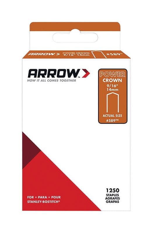 Arrow Fastener 589SP Arrow #589 3/8 in. W X 9/16 in. L 18 Ga. Power Crown Standard Staples 1250 pk