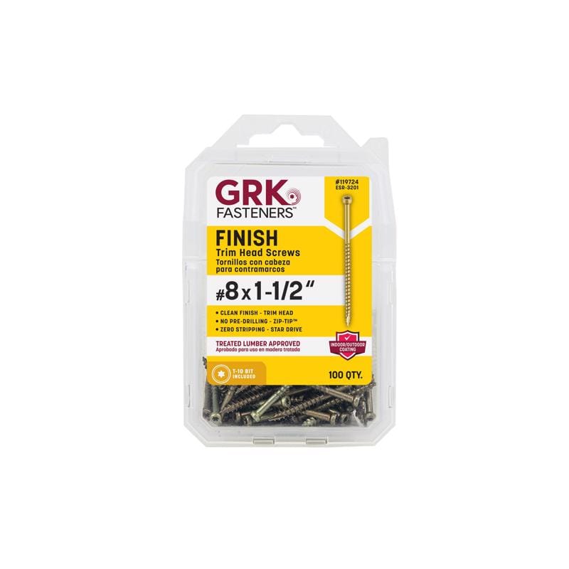 GRK Fasteners 119724 No. 8 X 1-1/2 in. L Star Climatek Coarse Trim Screws 100 pk