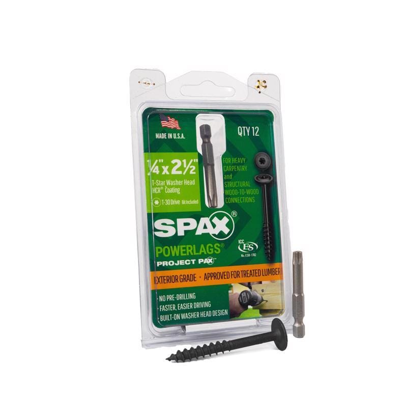 Spax 45818207006343 PowerLag 1/4 in. in. X 2-1/2 in. L T-30 Washer Head Serrated Structural Screws