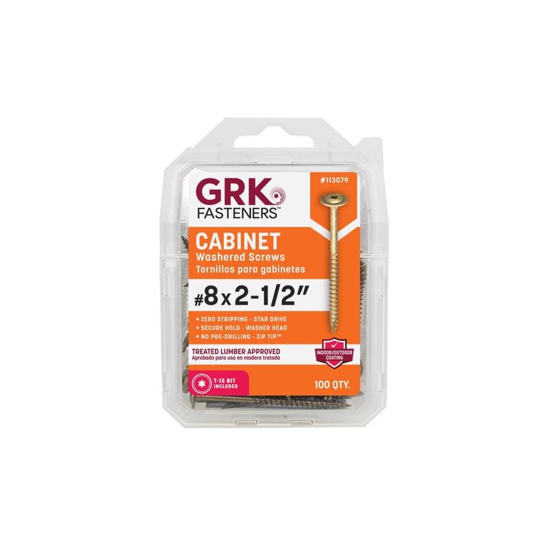 GRK Fasteners 113079 No. 8 X 2-1/2 in. L Star Climatek W-Cut Cabinet Screws 100 pk