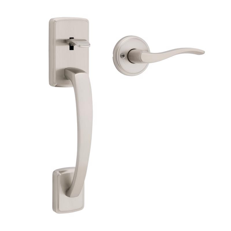 Kwikset 98150-056 Brentford Satin Nickel Entry Handleset with Lever 1.75 in.