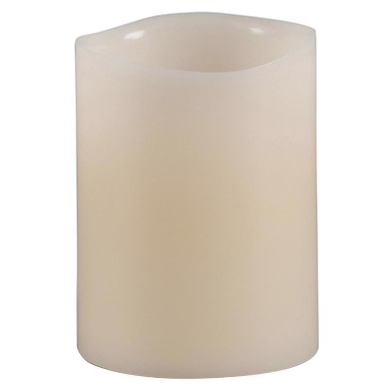 Gerson 33075 Everlasting Glow Bisque Vanilla Scent Wavy Edge Pillar Flameless Flickering Candle
