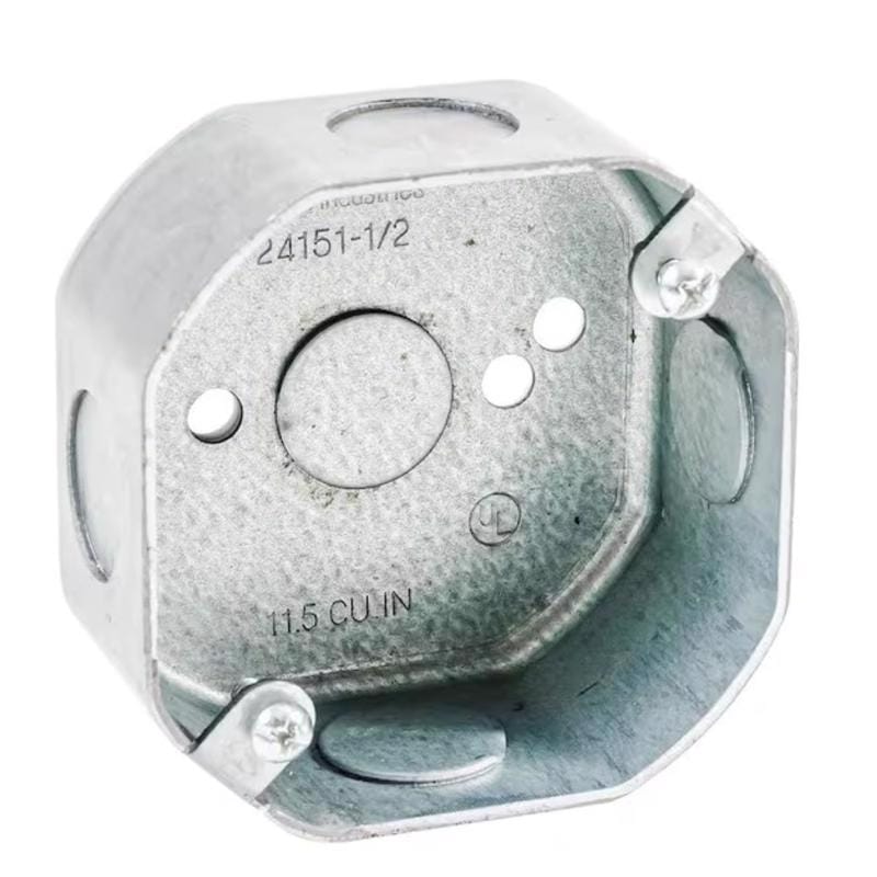 Southwire 24151-1/2-UPC Old Work 11.5 cu in Octagon Galvanized Steel Box Mount Silver