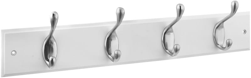 National Hardware S827-147 18 in. L Satin Nickel Silver/White Wood Hook Rack 1 pk