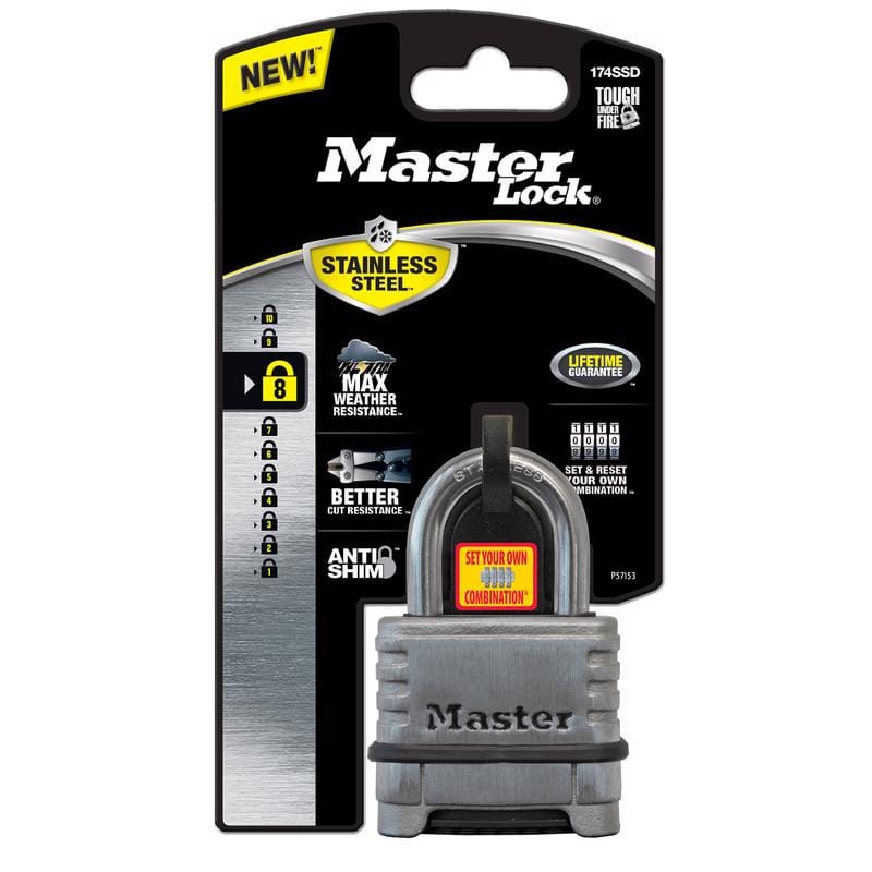 Master Lock 174SSDHC 2.25 in. W Stainless Steel 4-Dial Combination Combination Padlock