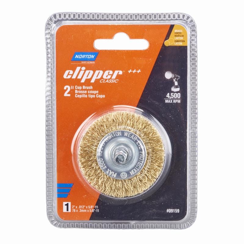 Norton 70184609159 Clipper 2 in. Coarse Crimped Wire Cup Brush Brass 4500 rpm 1 pc