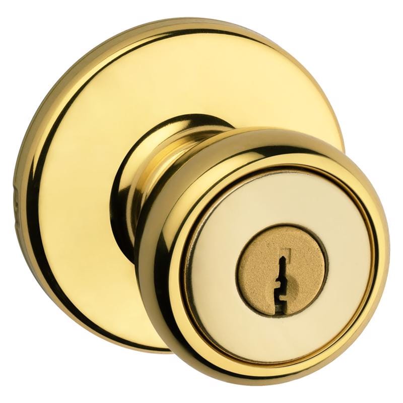 Kwikset 94002-828 Tylo Polished Brass Entry Door Knob 1-3/4 in.