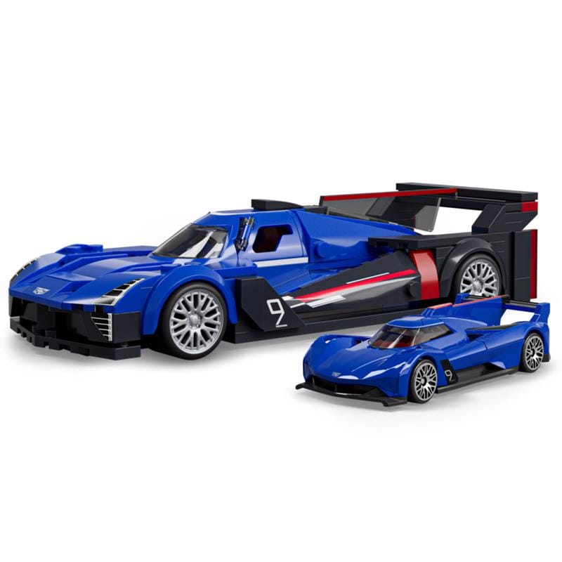 Hot Wheels JFR89 Brick Shop Speed Series Cadillac Project GTP Hypercar Building Set Blue, Red 236 pc