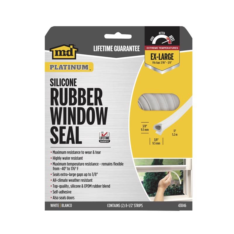 M-D Building Products 43846 PLATINUM White EPDM Rubber Foam Weatherstrip For Windows 204 in. L X 0.38 in.