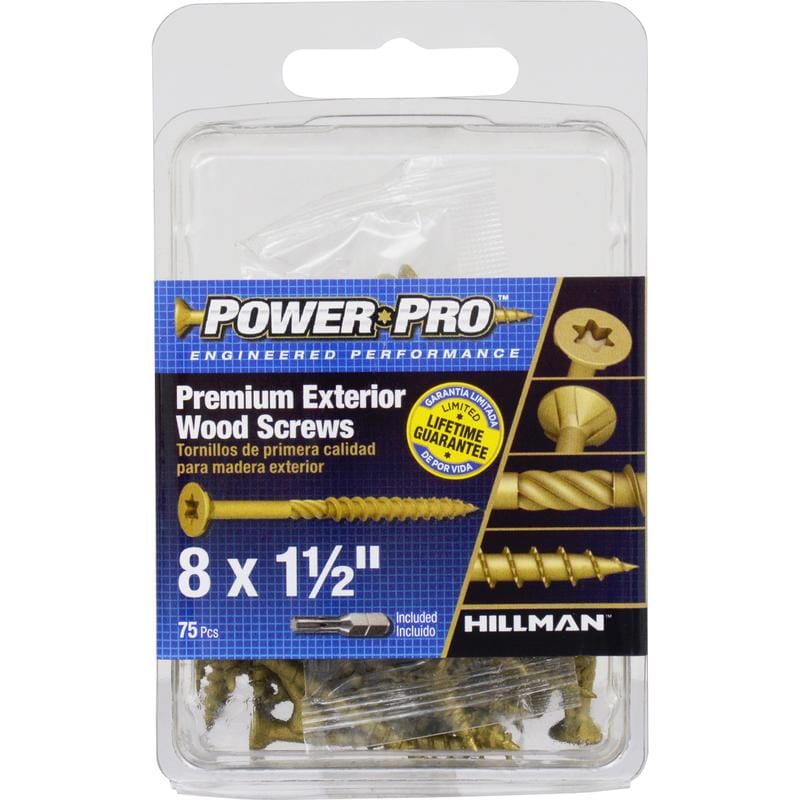 Hillman 42477V4 Power Pro No. 8 Ga. X 1-1/2 in. L Bronze Star Flat Head Exterior Deck Screws 75 pk