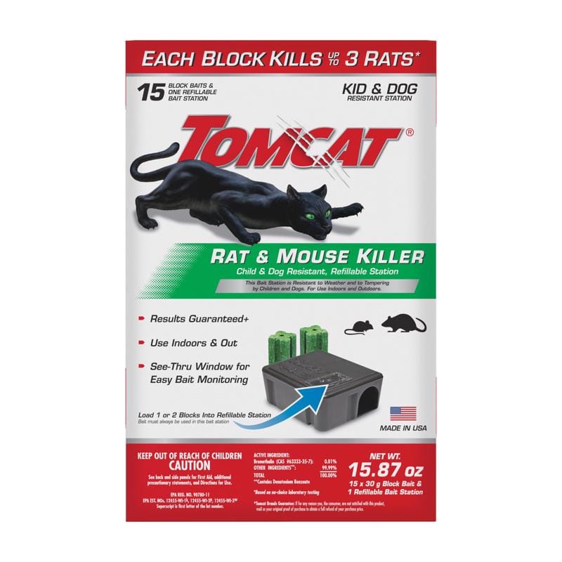 Tomcat 0370925 Bait Station and Bait Blocks For Mice and Rats 15.87 oz 1 pk