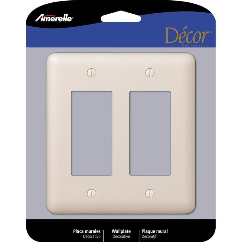 Amerelle 935RRAL Devon Light Almond 2 gang Stamped Steel Decorator Wall Plate 1 pk