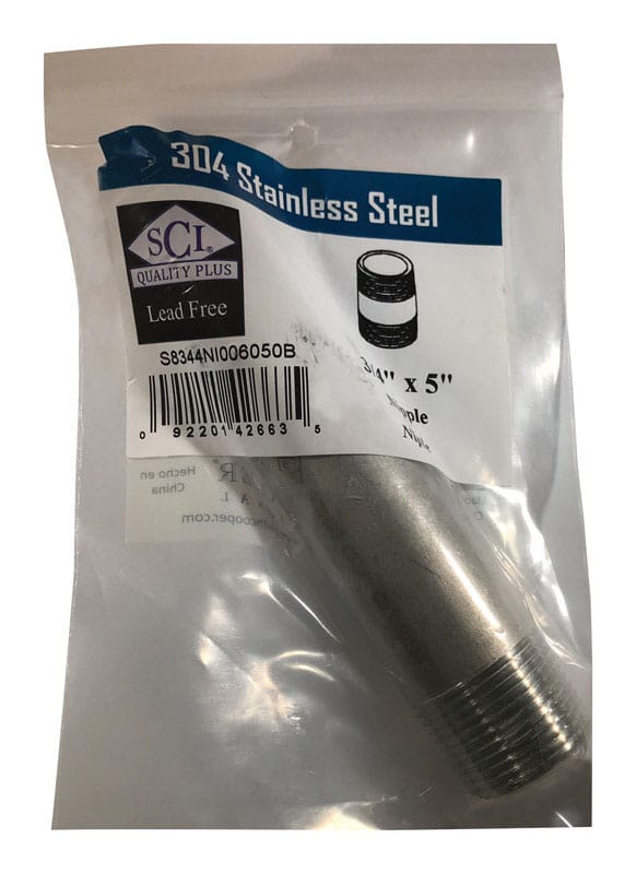 Smith-Cooper 4632101480 3/4 in. MPT Stainless Steel 5 in. L Nipple