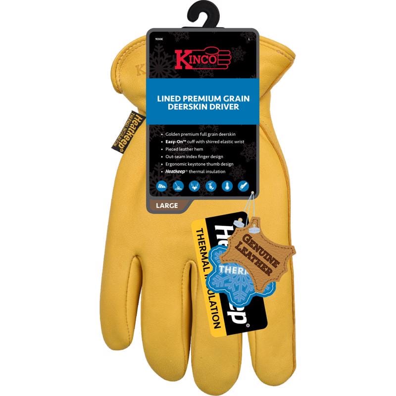 Kinco 90HK-L Men's Indoor/Outdoor Driver Gloves Gold L 1 pair