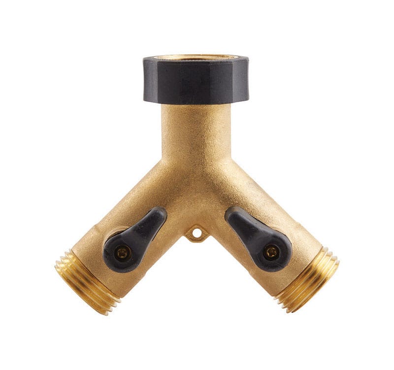 Gilmour 813024-1002 3/4 in. Brass Threaded Male Y-Hose Connector with Shut Offs