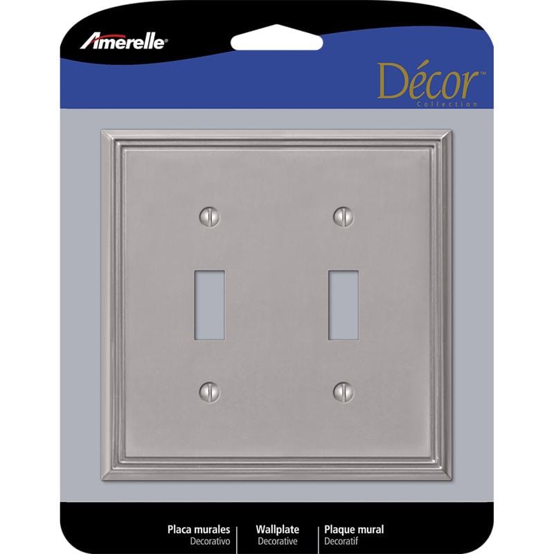 Amerelle 77TTBN Metro Brushed Nickel 2 gang Die-Cast Metal Toggle Wall Plate 1 pk