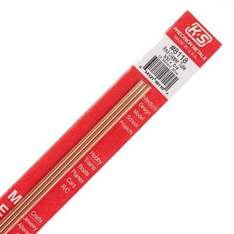 K&S 8118 3/32 in. D X 1 ft. L Utility Copper Tubing