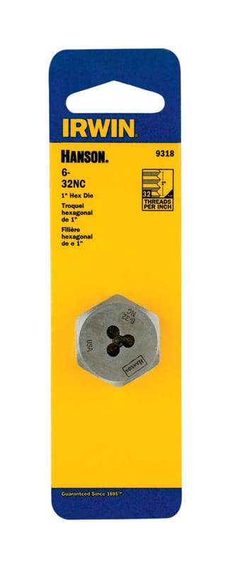 Irwin 9318 Hanson SAE 6-32 Hexagon Die