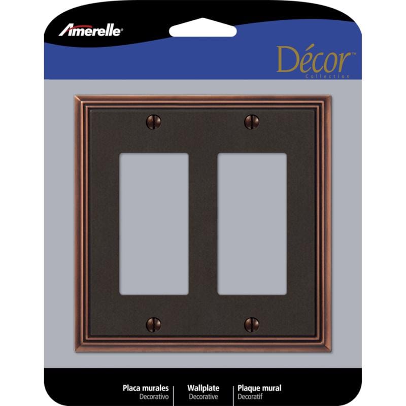 Amerelle 74RRDB Imperial Bead Aged Bronze 2 gang Die-Cast Metal Decorator Wall Plate 1 pk