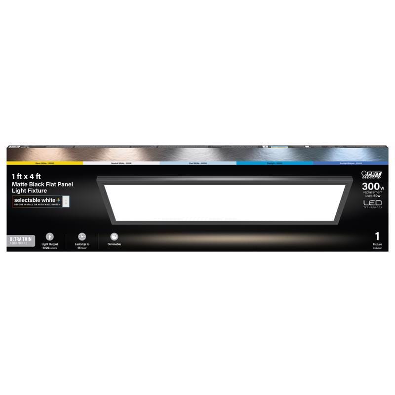 Feit FP1X4/6WY/BK 0.9 in. H X 12.1 in. W X 47.3 in. L Matte Black White LED Flat Panel Light Fixture