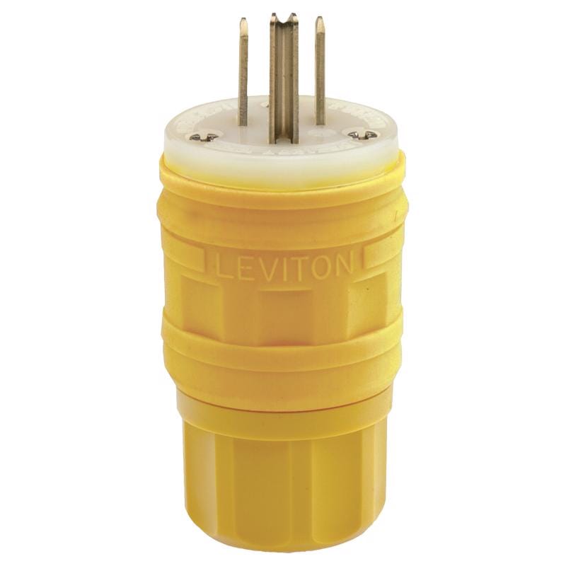 Leviton 14W47-000 Industrial Nylon Straight Blade Plug 5-15P 18-10 AWG 2 Pole 3 Wire