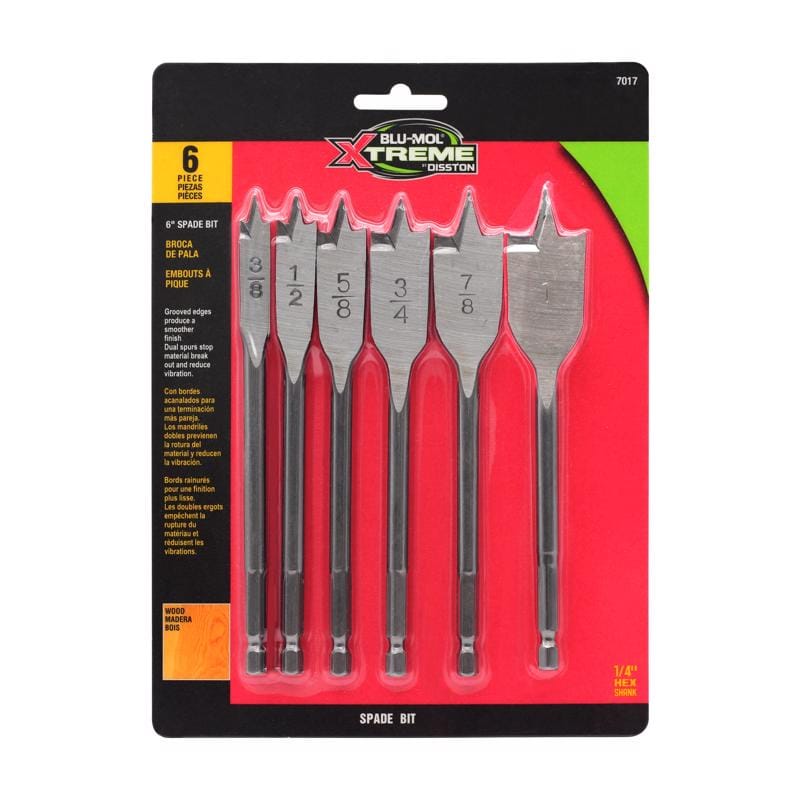 Blu-Mol Xtreme E0217017 6 in. L Carbon Steel Spade Bit Set Hex Shank 6 pc