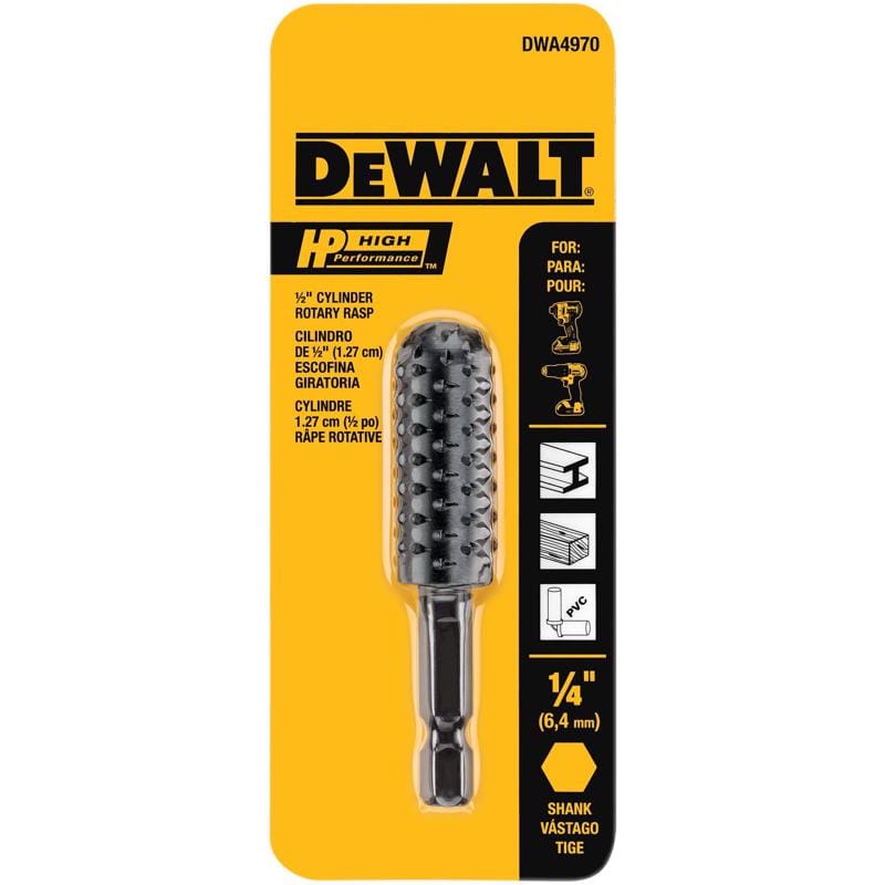 Dewalt DWA4970 HP 1/2 in. D Steel Rotary Rasp Cylinder 1 pk