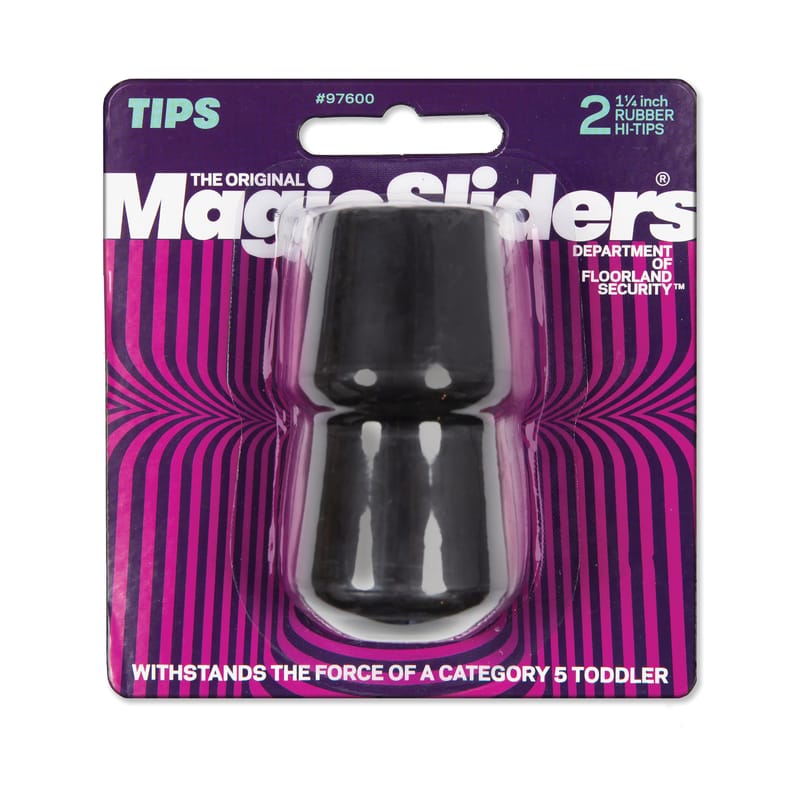 Magic Sliders 97600 Rubber Leg Tip Black Round 1-1/4 in. W 2 pk