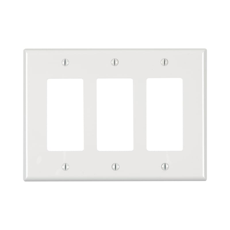 Leviton PJ263-00W White 3 gang Thermoplastic Nylon Decorator Wall Plate 1 pk