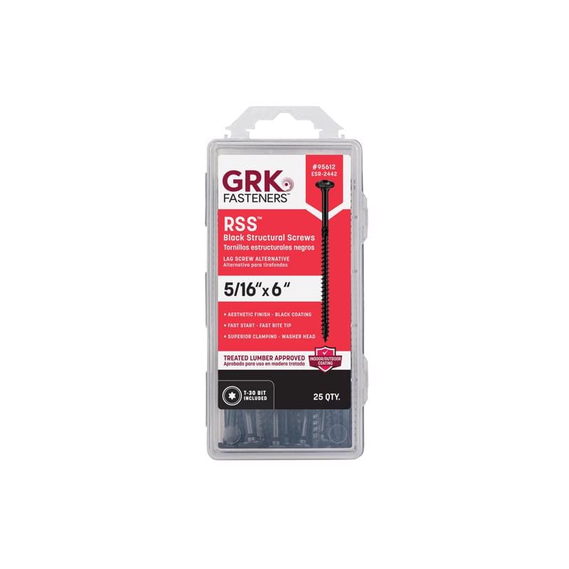 GRK Fasteners 95612 5/16 in. X 6 in. L Star Climatek W-Cut Structural Wood Screws 25 pk